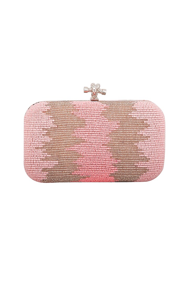 Light Pink Embroidered Clutch by Durvi