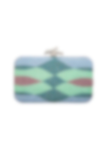 Blue Ombre Embroidered Clutch by Durvi