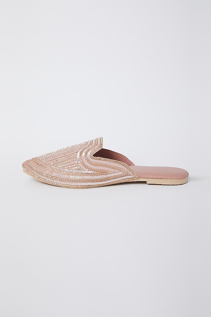 Rose Gold Embroidered Mules by Durvi at Pernia's Pop Up Shop