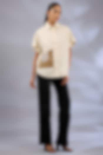 Rice White Cotton Embroidered Shirt by GRAINE at Pernia's Pop Up Shop