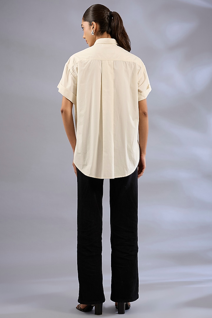 Rice White Cotton Embroidered Shirt by GRAINE at Pernia's Pop Up Shop