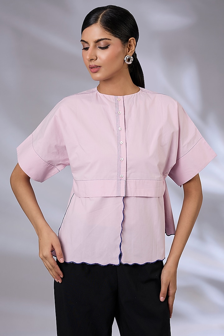 Ice Pink Cotton Structural Crop Top by GRAINE at Pernia's Pop Up Shop