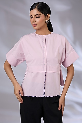 Ice Pink Cotton Structural Crop Top by GRAINE