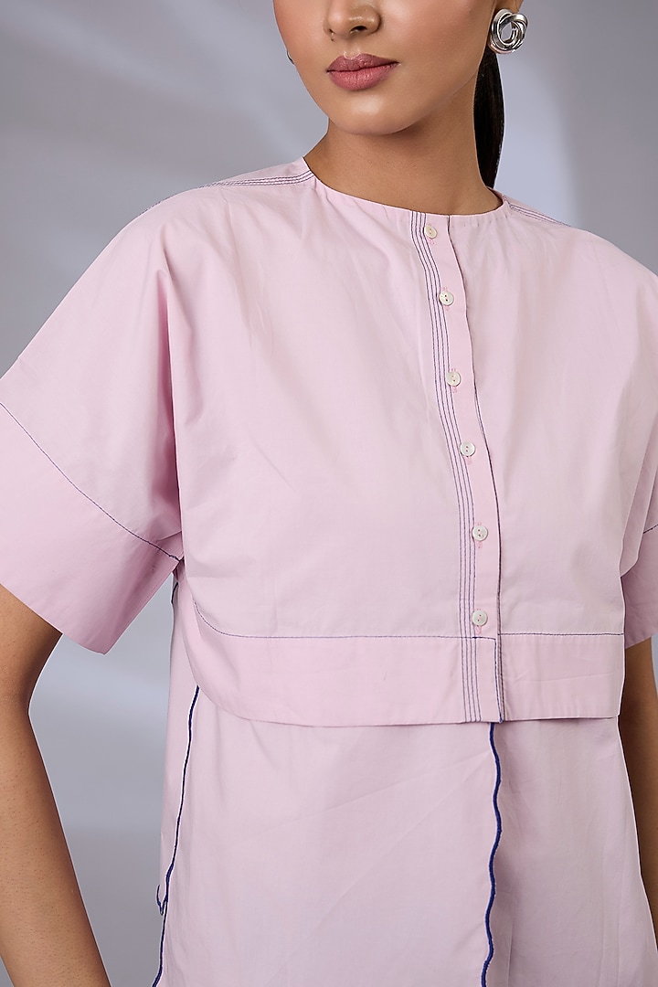Ice Pink Cotton Structural Crop Top by GRAINE at Pernia's Pop Up Shop