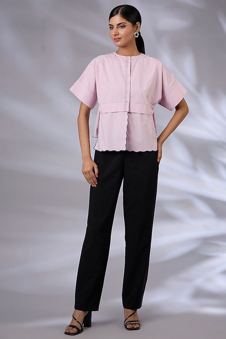 Ice Pink Cotton Structural Crop Top by GRAINE at Pernia's Pop Up Shop