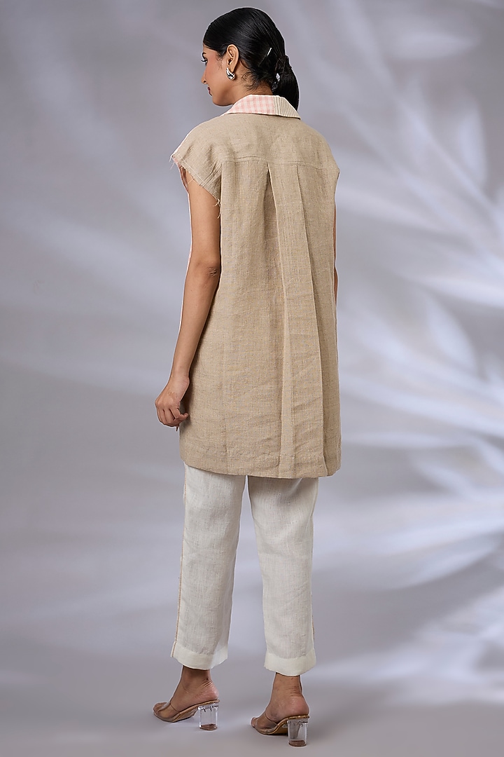 Beige & Salmon Linen Co-Ord Set by GRAINE at Pernia's Pop Up Shop