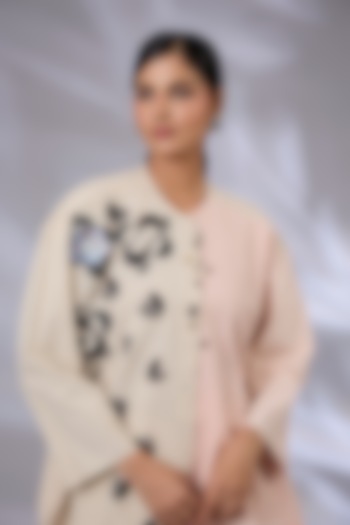 Beige & Salmon Linen Rigged Rubber Co-Ord Set by GRAINE at Pernia's Pop Up Shop