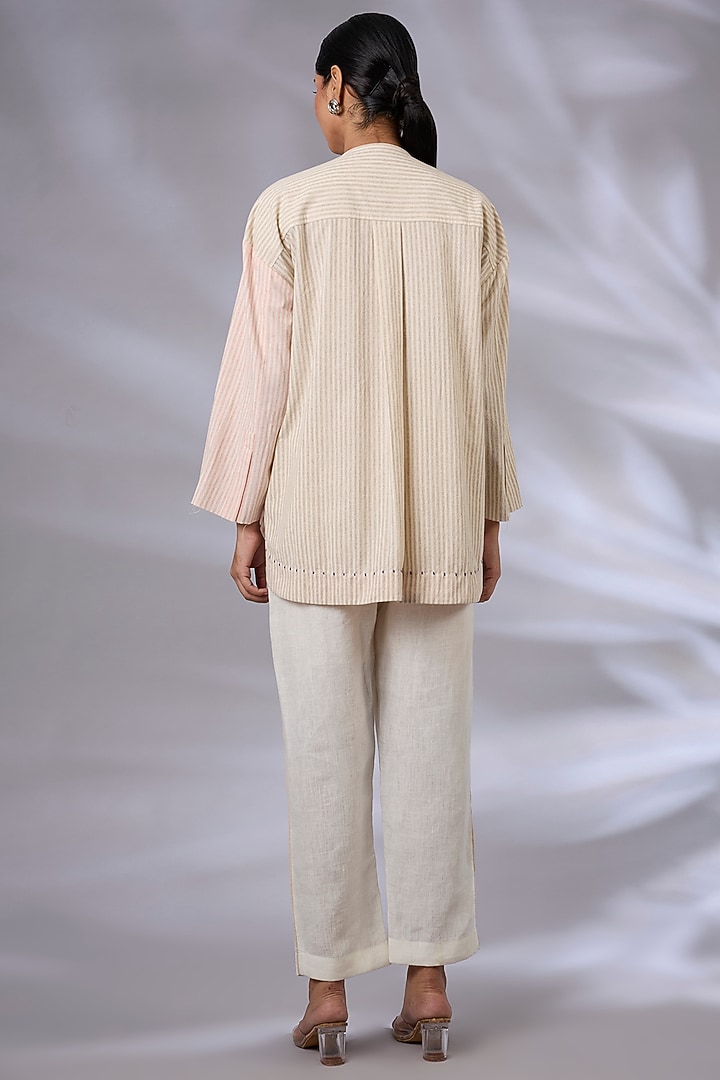 Beige & Salmon Linen Rigged Rubber Co-Ord Set by GRAINE at Pernia's Pop Up Shop
