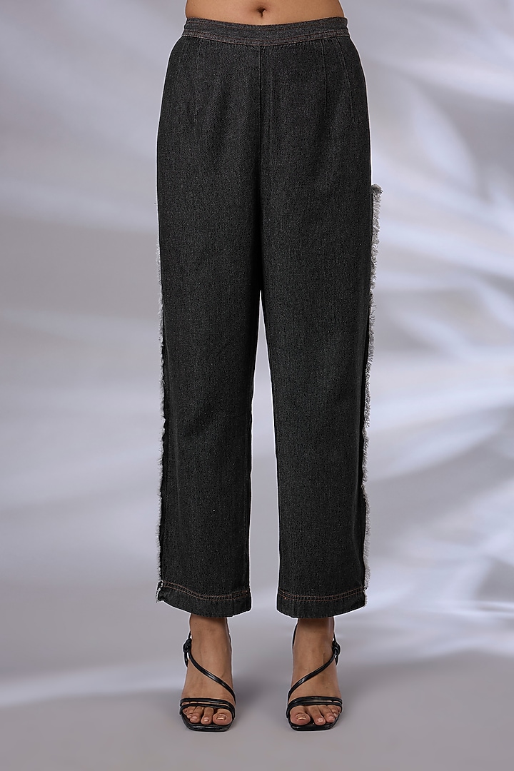 Black Linen Hand Embroidered Co-Ord Set by GRAINE at Pernia's Pop Up Shop