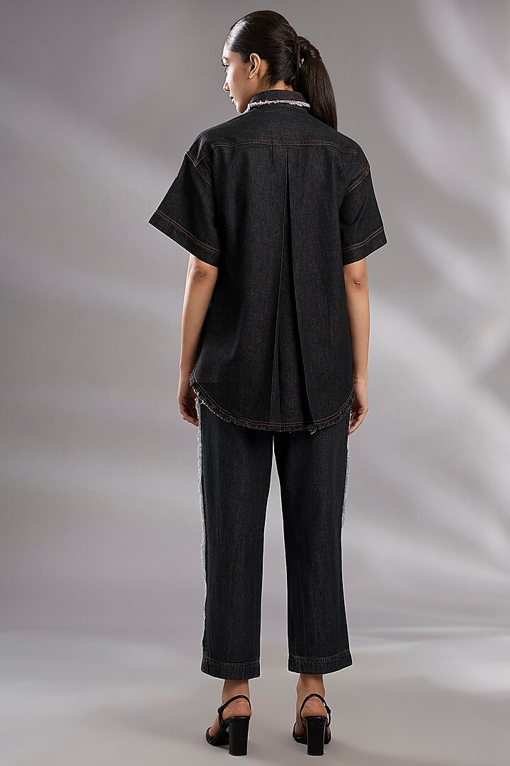 Black Denim Metal Work Co-Ord Set by GRAINE at Pernia's Pop Up Shop