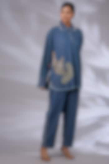 Blue Denim Embellished Co-Ord Set by GRAINE at Pernia's Pop Up Shop