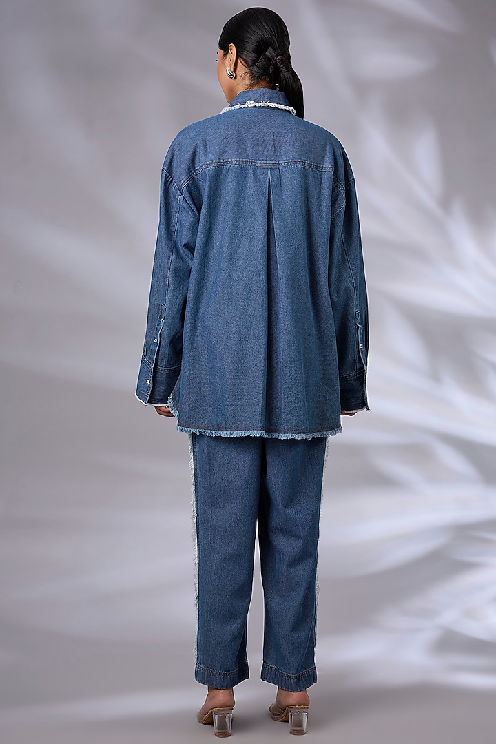 Blue Denim Embellished Co-Ord Set by GRAINE at Pernia's Pop Up Shop