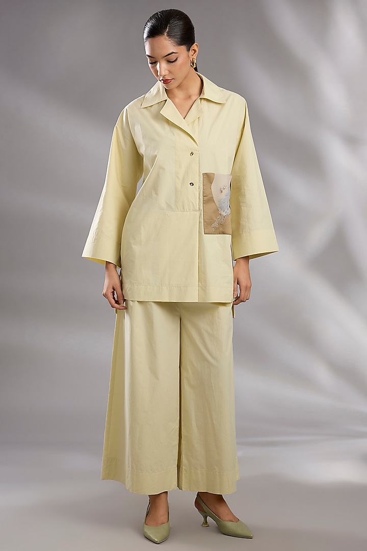 Ice Mint Cotton Chikankari Hand Embroidered Co-Ord Set by GRAINE at Pernia's Pop Up Shop