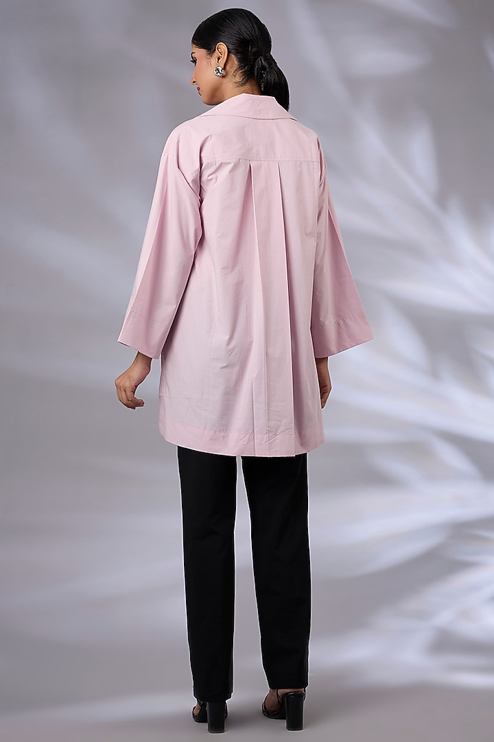 Ice Pink Cotton Chikankari Anti-Fit Shirt by GRAINE at Pernia's Pop Up Shop