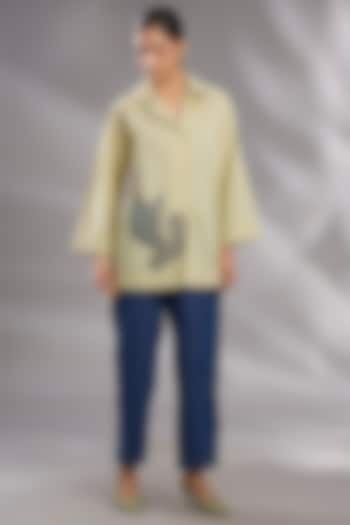 Ice Mint & Blue Cotton Embroidered Co-Ord Set by GRAINE at Pernia's Pop Up Shop
