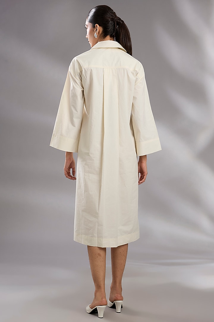 Rice White Cotton Sequin Embroidered Vacation Shirt Dress by GRAINE at Pernia's Pop Up Shop
