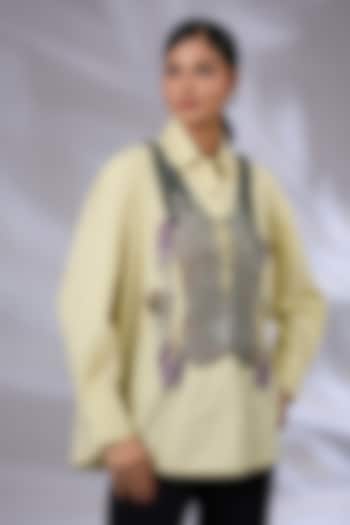 Ice Mint Cotton Prism Metal Shirt by GRAINE at Pernia's Pop Up Shop