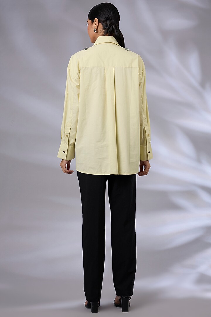 Ice Mint Cotton Prism Metal Shirt by GRAINE at Pernia's Pop Up Shop