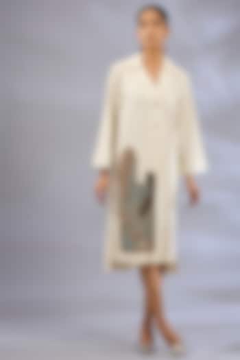 Rice White Cotton Sequins Embroidered Shirt Vacation Dress by GRAINE at Pernia's Pop Up Shop