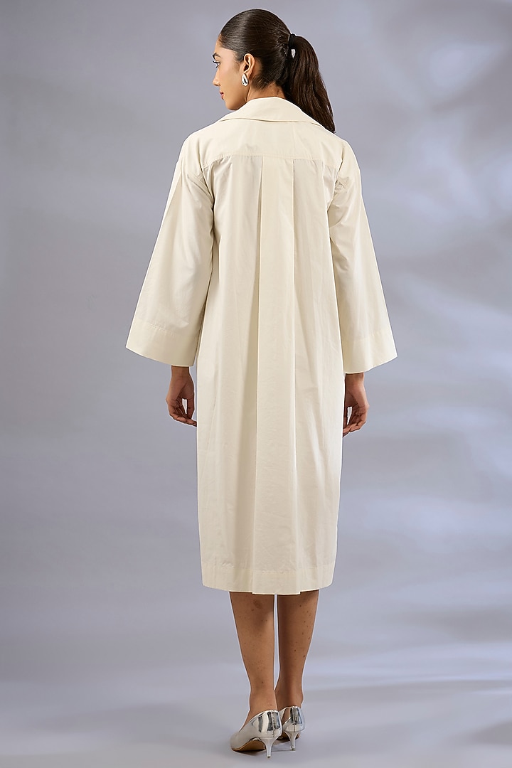 Rice White Cotton Sequins Embroidered Shirt Vacation Dress by GRAINE  at Pernia's Pop Up Shop