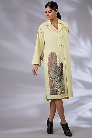 Ice Mint Cotton Anti-Fit Shirt Dress by GRAINE