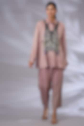 English Rose Silk Organza Sequins Work Co-Ord Set by GRAINE  at Pernia's Pop Up Shop