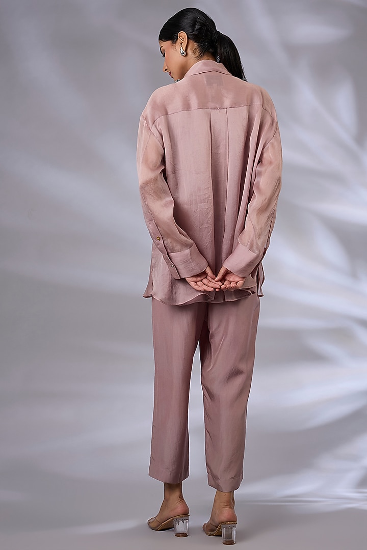 English Rose Silk Organza Sequins Work Co-Ord Set by GRAINE  at Pernia's Pop Up Shop