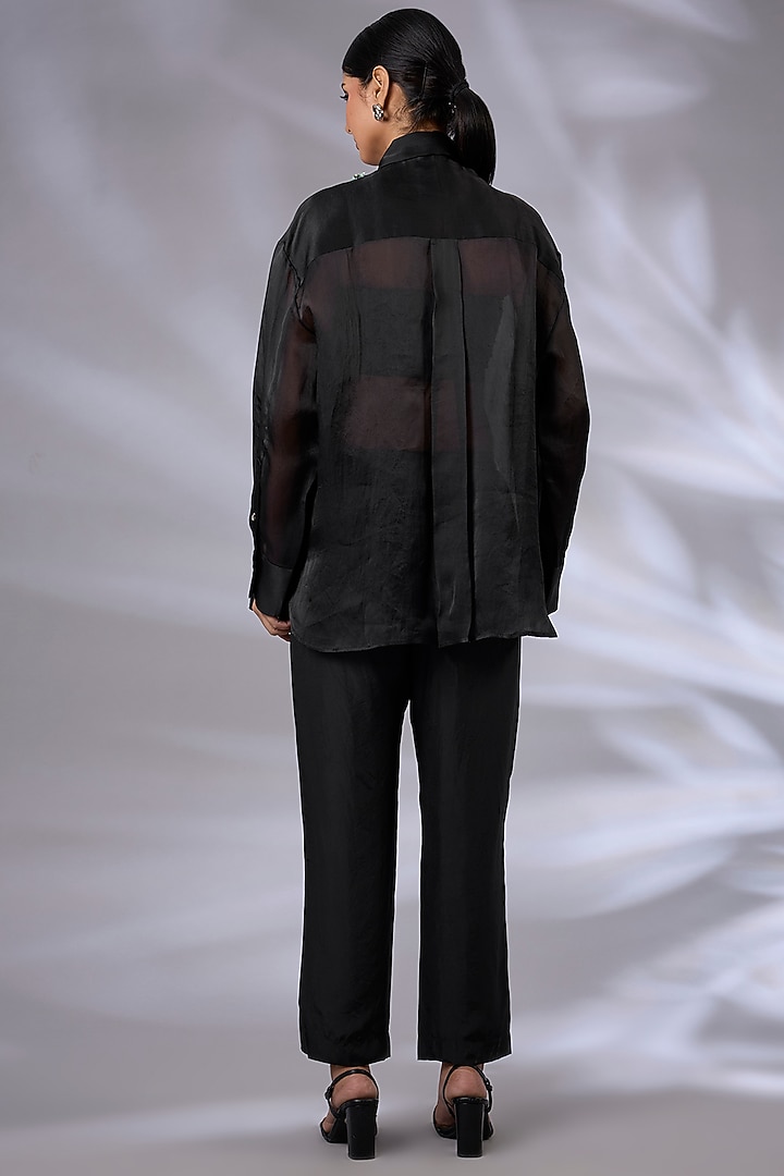 Black Silk Organza Metal Prism Co-Ord Set by GRAINE at Pernia's Pop Up Shop