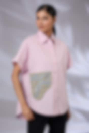 Ice Pink Cotton Anti-Fit Cube Shirt by GRAINE at Pernia's Pop Up Shop
