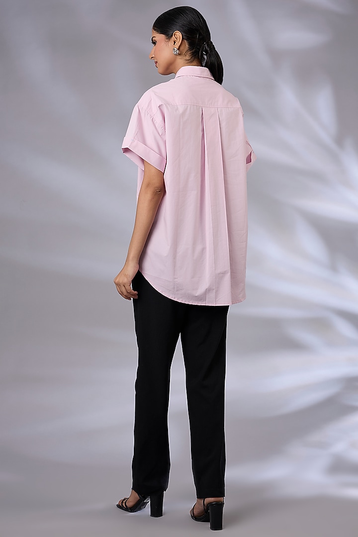 Ice Pink Cotton Anti-Fit Cube Shirt by GRAINE at Pernia's Pop Up Shop