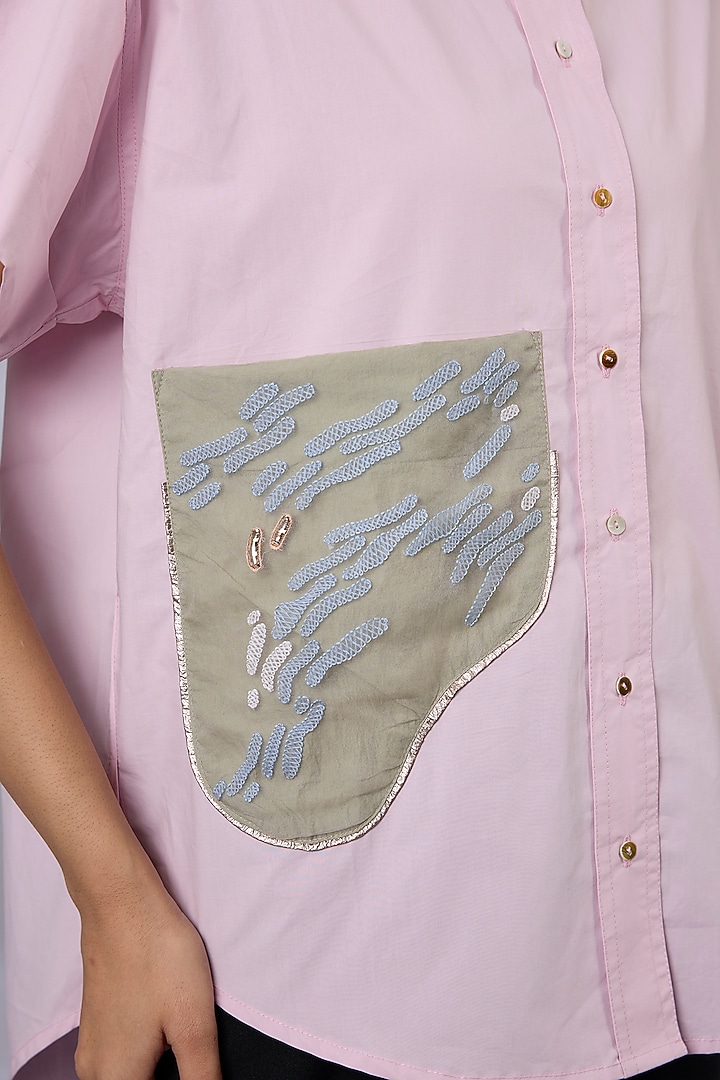 Ice Pink Cotton Anti-Fit Cube Shirt by GRAINE at Pernia's Pop Up Shop