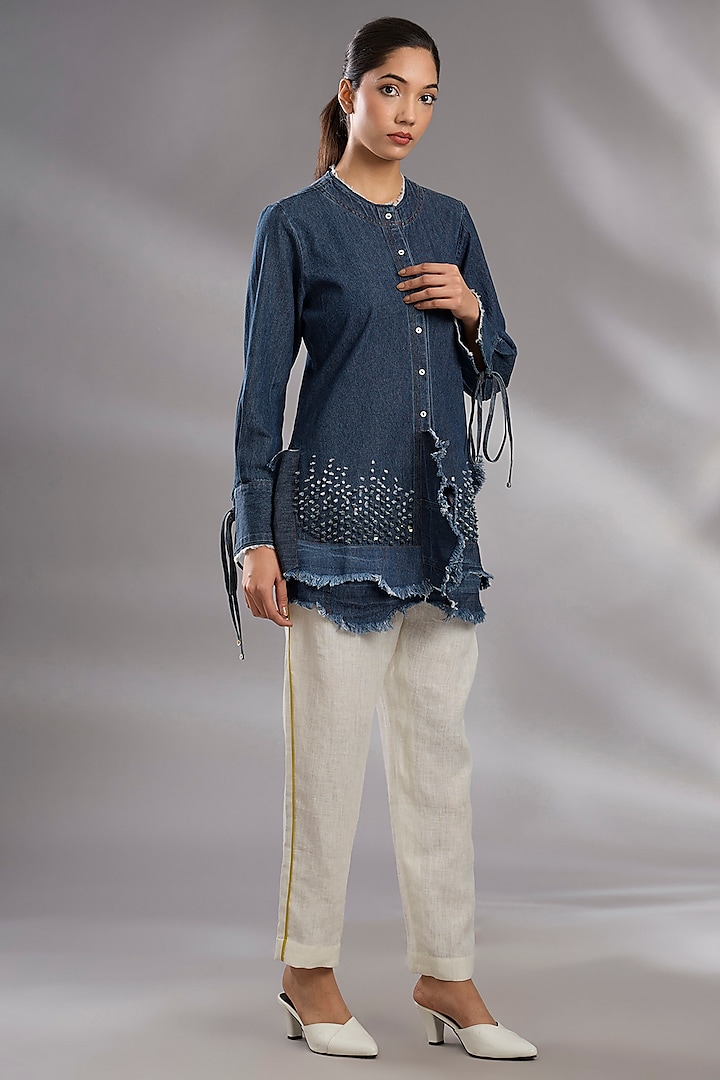 Blue & White Denim Co-Ord Set by GRAINE at Pernia's Pop Up Shop