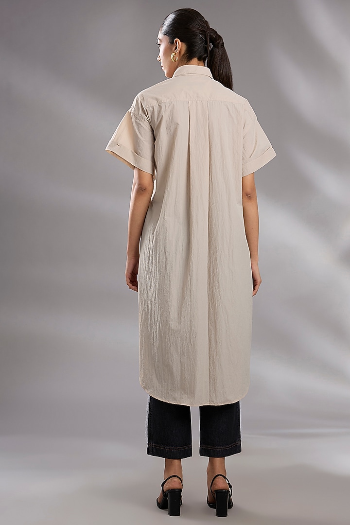 Skin Beige & Black Recycled Nylon Embroidered Co-Ord Set by GRAINE at Pernia's Pop Up Shop