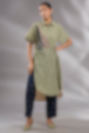 Sap Green & Black Recycled Nylon Embroidered Co-Ord Set by GRAINE at Pernia's Pop Up Shop