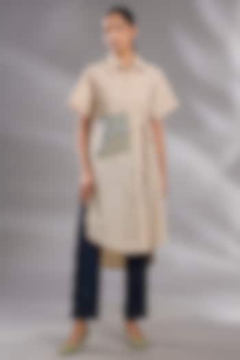 Skin Beige & Black Recycled Nylon Embroidered Co-Ord Set by GRAINE at Pernia's Pop Up Shop