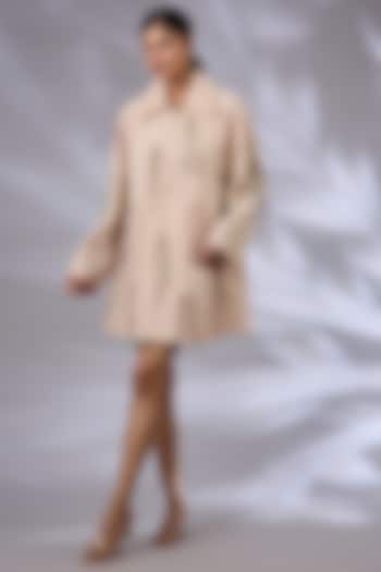 Beige Wind Textile Thread Quilted Oversize Vacation Dress by GRAINE at Pernia's Pop Up Shop