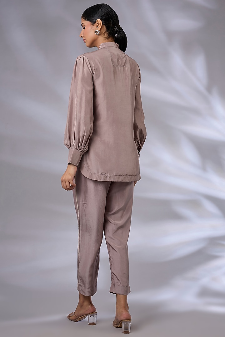 Ice Lavender Silk Hand Embroidered Co-Ord Set by GRAINE at Pernia's Pop Up Shop