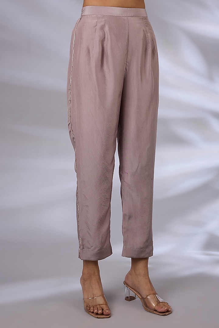 Ice Lavender Silk Hand Embroidered Co-Ord Set by GRAINE at Pernia's Pop Up Shop