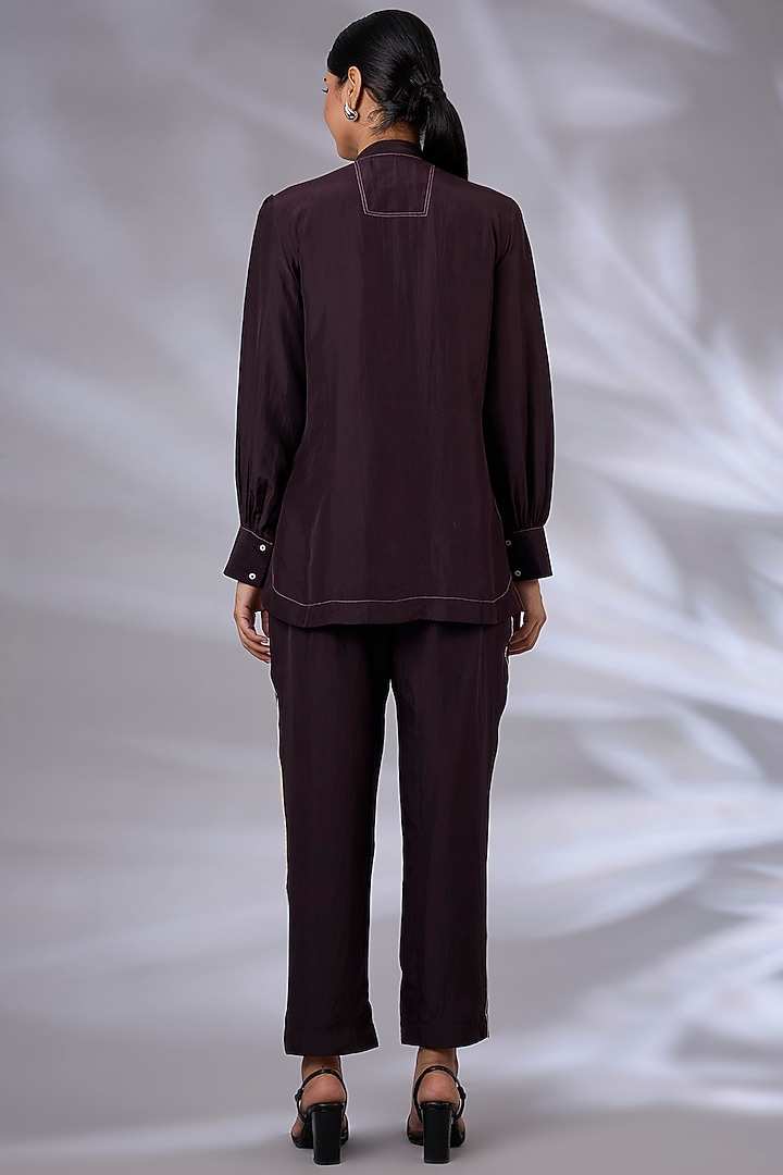 Black Currant Silk Hand Embroidered Co-Ord Set by GRAINE at Pernia's Pop Up Shop