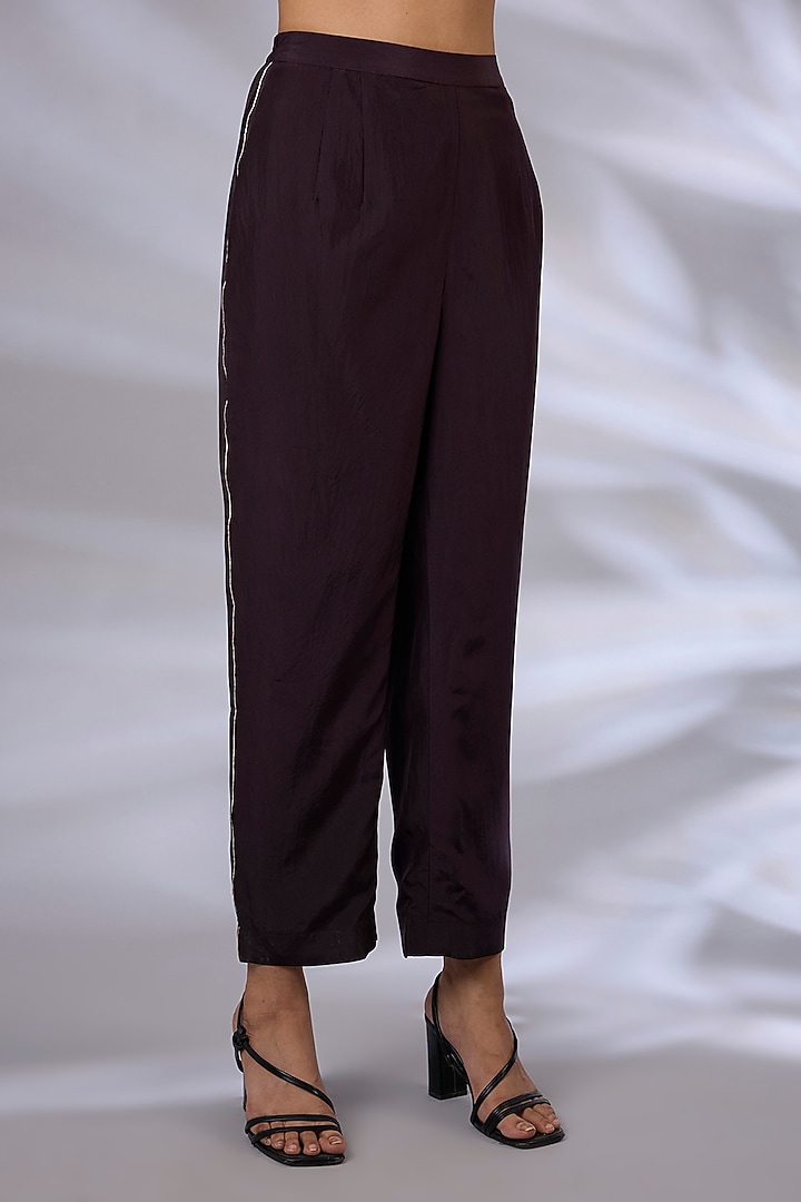 Black Currant Silk Hand Embroidered Co-Ord Set by GRAINE at Pernia's Pop Up Shop