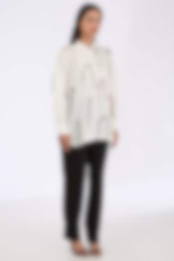 White Silk Rubber Caterpillar Shirt by GRAINE at Pernia's Pop Up Shop