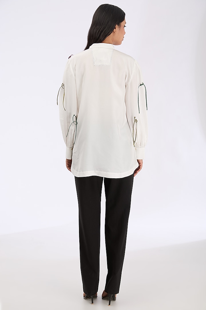 White Silk Rubber Caterpillar Shirt by GRAINE at Pernia's Pop Up Shop