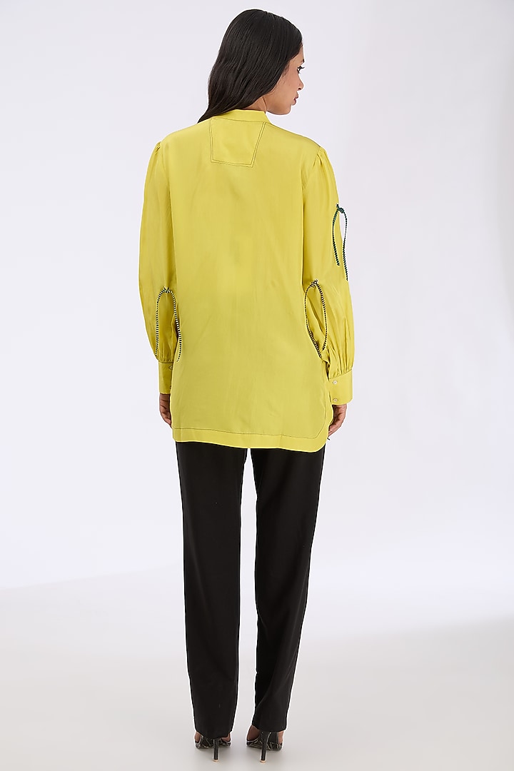 Lime Silk Rubber Caterpillar Shirt by GRAINE at Pernia's Pop Up Shop