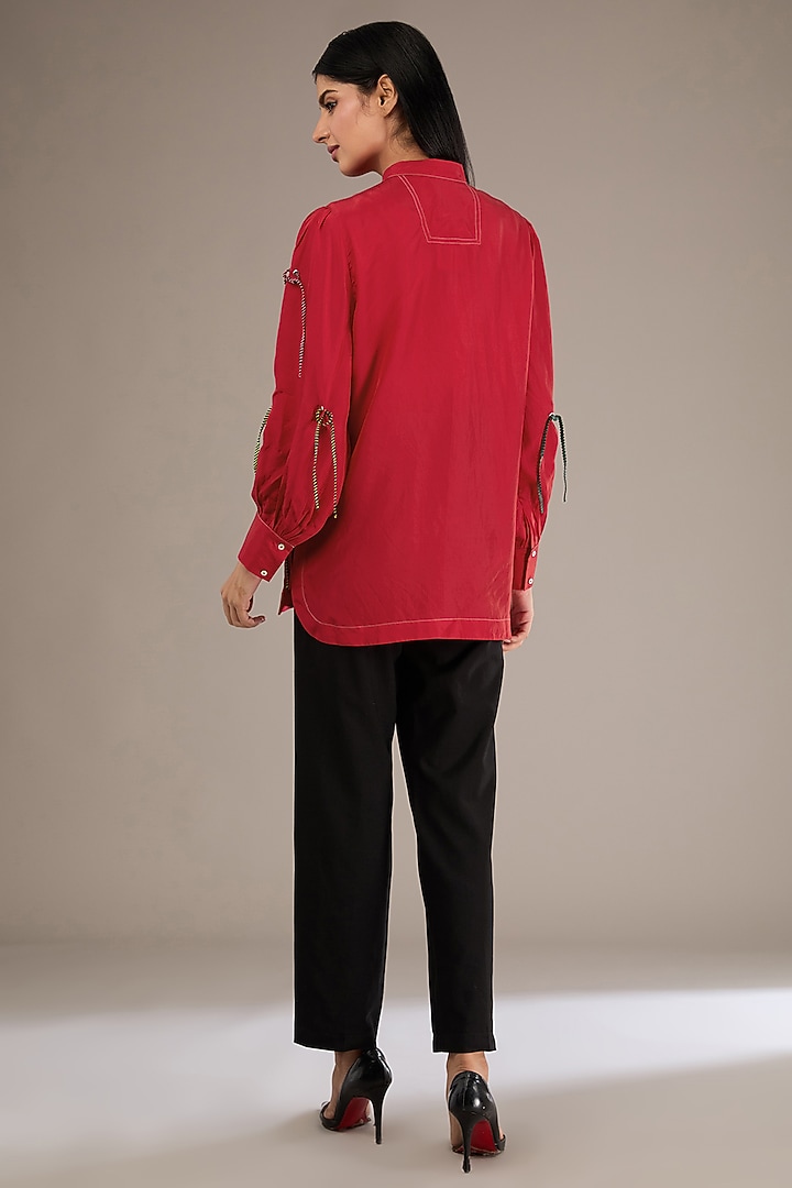 Red Silk Shirt by GRAINE at Pernia's Pop Up Shop