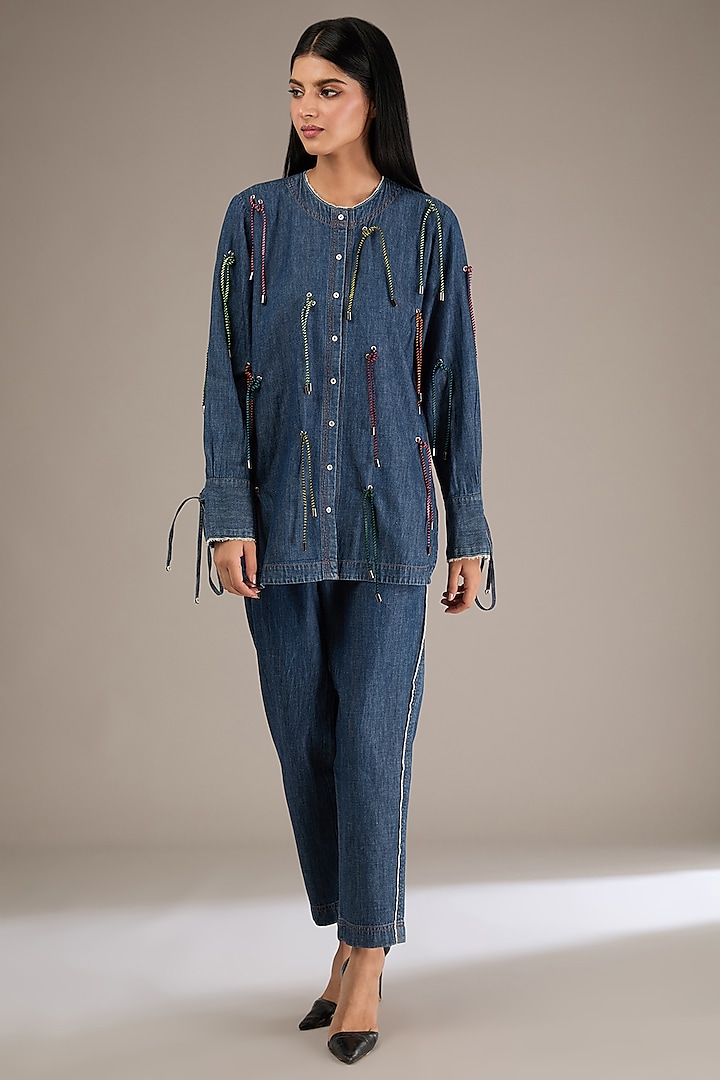 Blue Denim Shirt by GRAINE at Pernia's Pop Up Shop