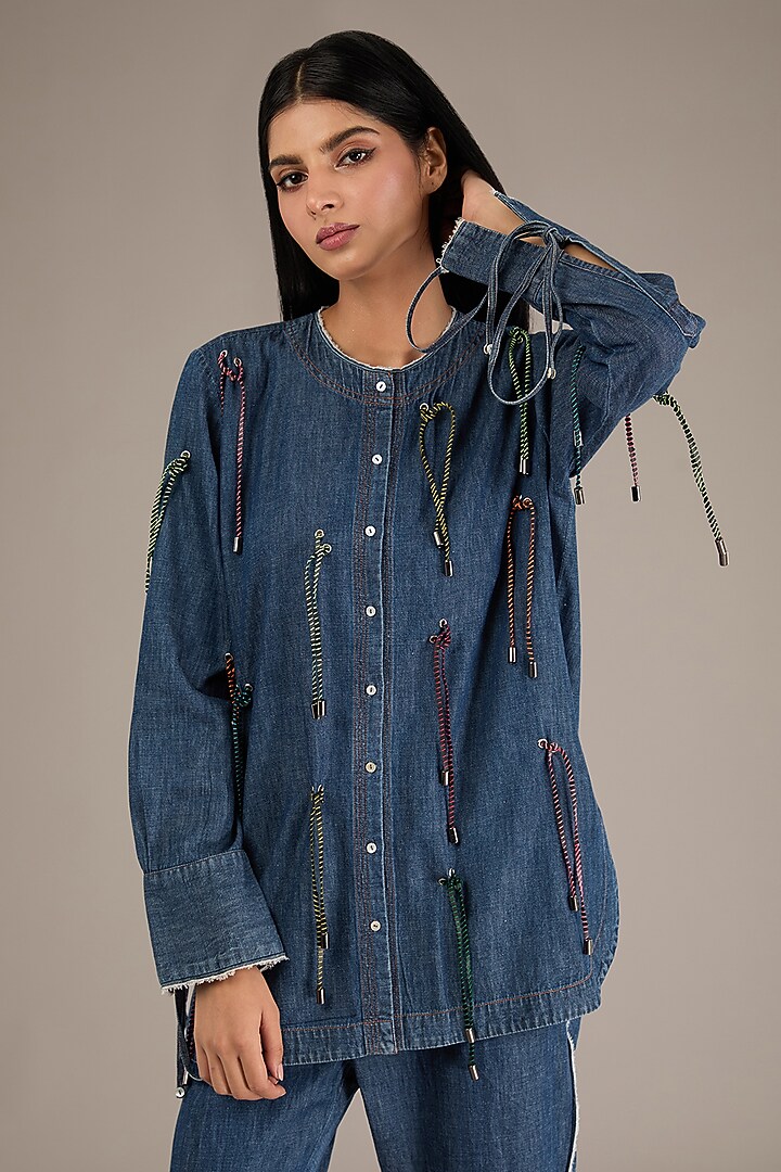 Blue Denim Shirt by GRAINE at Pernia's Pop Up Shop