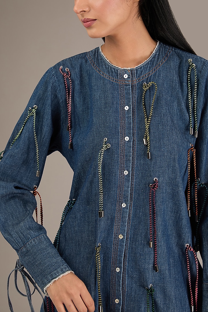 Blue Denim Shirt by GRAINE at Pernia's Pop Up Shop