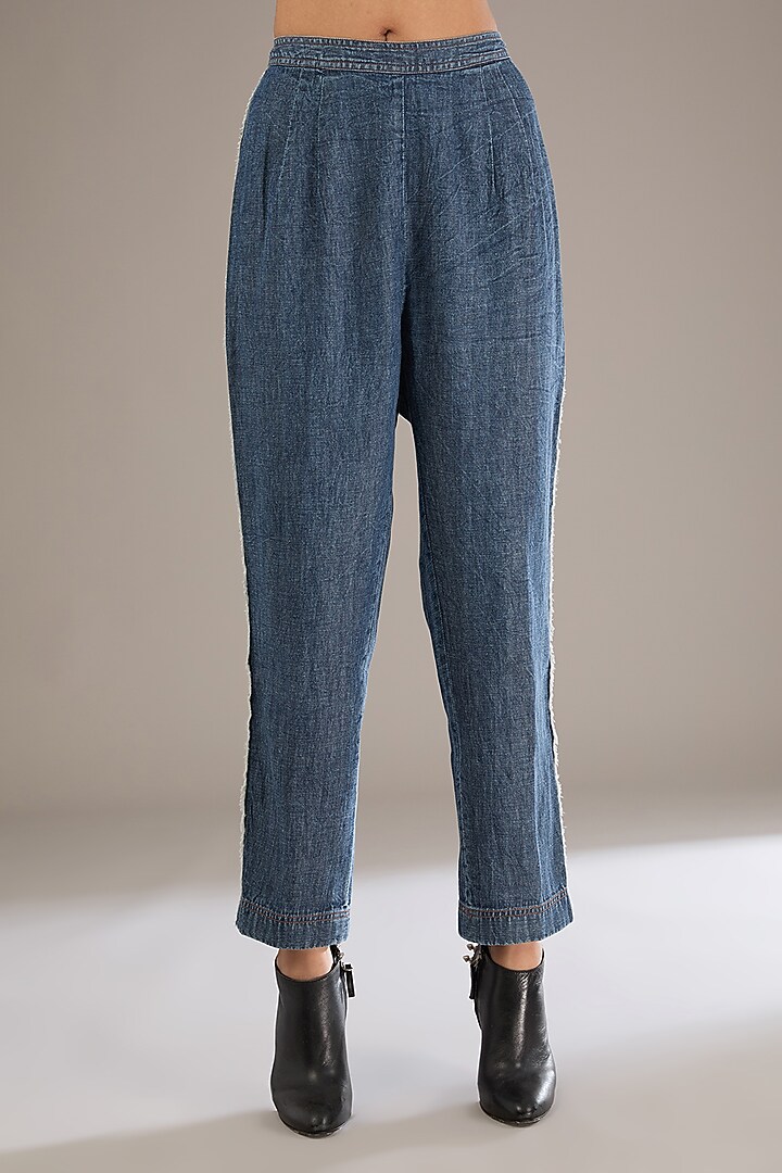 Blue Denim Embroidered Co-Ord Set by GRAINE at Pernia's Pop Up Shop
