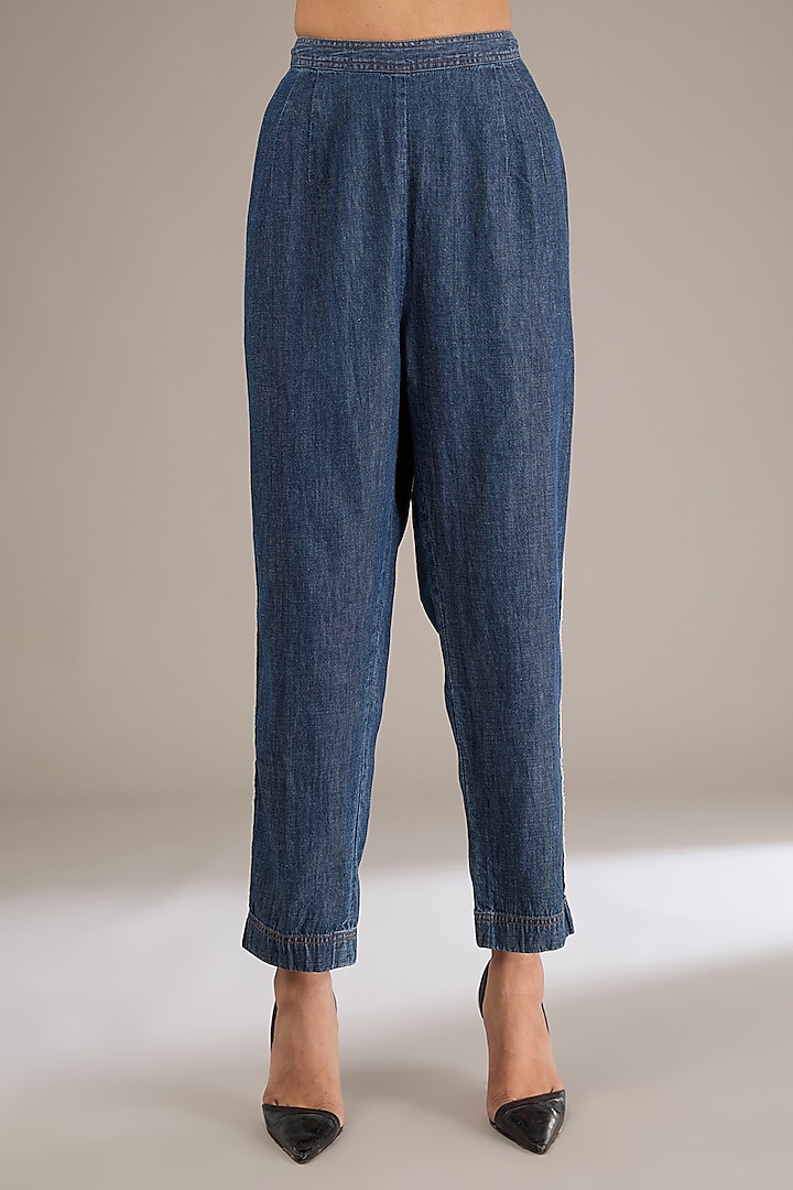 Blue Denim Embroidered Co-Ord Set by GRAINE at Pernia's Pop Up Shop