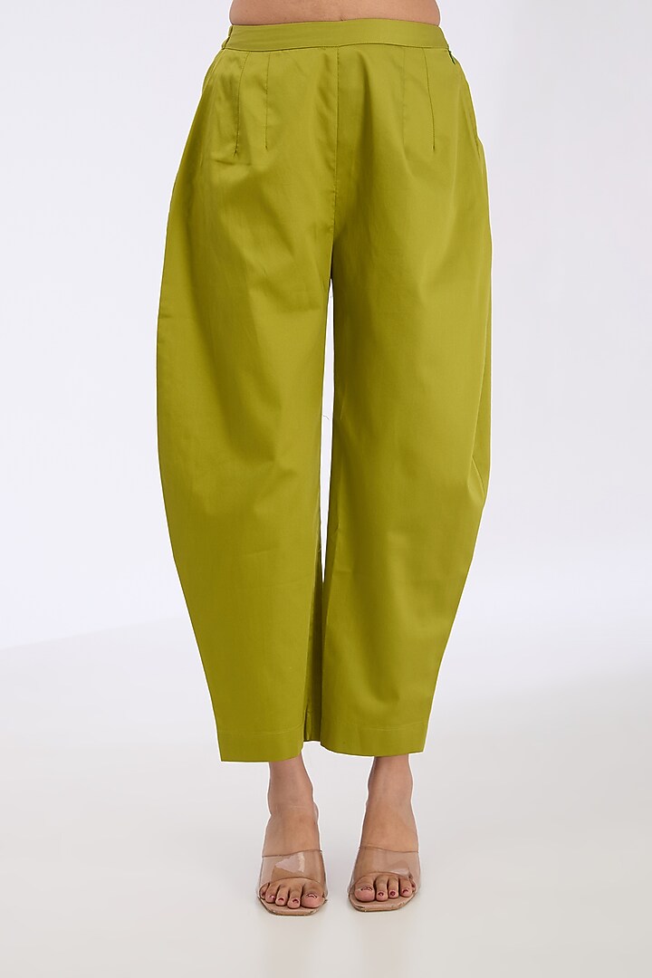 Pickle Green Giza Cotton Straight Tunic Set by GRAINE at Pernia's Pop Up Shop
